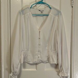 Topshop Cropped Long Sleeve Blouse